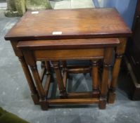 A mahogany chest of two short and three long graduated drawers, bun handles, on bun feet,