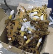 Carved wood wall light brackets,