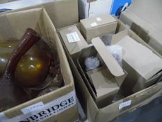 A quantity of glass vases, Royal Doulton cut glass tumblers,