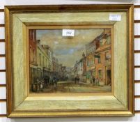 W A Knowles (19th century) Watercolour Street scene with figures outside The Swan Pub,