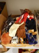 A quantity of toys to include hand puppets and vehicles