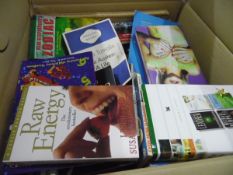 Six boxes of sundry hard and softback books