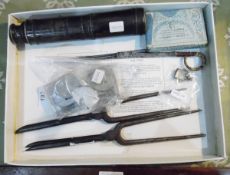 A brass three-draw telescope,