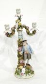 A pair of continental porcelain figural candlesticks,