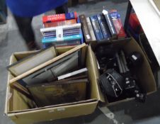 A quantity of pictures, camera equipment, mirror, dictionaries, etc.