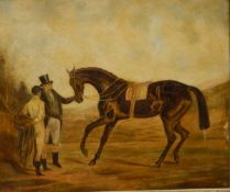 British school (19th century) Oil on canvas Horse with owner and jockey alongside,