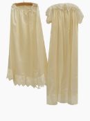 A silk christening gown, petticoat and bonnet, designed by Justin Pure, made by Emma Peters,