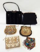 Two petit point vintage evening bags, two beaded bags,