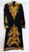 A black maxi dress, kaftan style in black linen,
