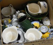 A large assortment of ceramics including teapots, vases, pots, ornaments, glass, etc.