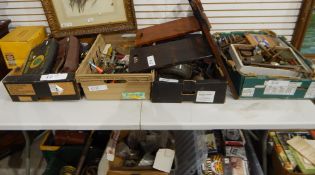 A large quantity of assorted tools, oddments, brassware, two easels, etc.