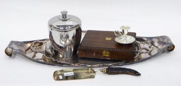 A large two-handled silver plated tray of oblong form,