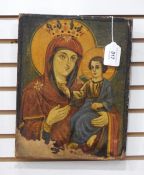 Russian icon Oil on canvas laid down on panel Madonna and Child, 29.