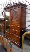 A late 19th/early 20th century Beaconsfield type walnut wardrobe,