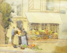 E P Allen Watercolour Market stall,