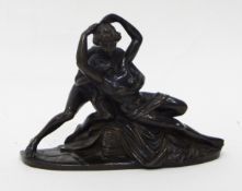 A modern bronze figure group after Canova of Psyche and Cupid, signed 