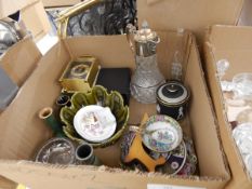 A quantity of cut glass including bowls, dishes, decanter, powder bowls, pudding bowls,