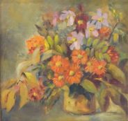 S E Keene Oil on canvas River scene with mountains beyond, signed and dated 82 lower left,