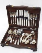 A canteen of silver plated cutlery for six covers, in fitted oak case,