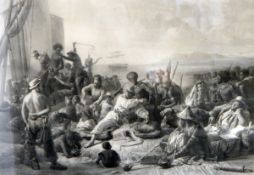 After Francois Auguste Biard Engraving Scene on the Coast of Africa, published 1844,