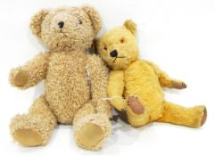 Early to mid 20th century gold plush teddy bear,