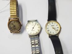 Gentleman's 9ct gold bracelet watch, the circular dial with subsidiary seconds dial,