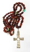 Liberty Amuleti silver cross pendant with bead and wire decoration,