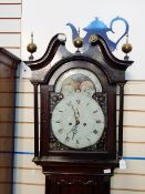 George III inlaid oak longcase clock with swan neck pediment by 