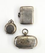 Silver sovereign case of engine-turned circular design,