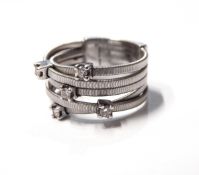 Marco Bicego 18ct white gold and diamond illusion ring, with five matt finish bands,