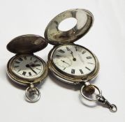Gent's silver-cased half-hunter pocket watch, the enamelled face inscribed 