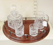Royal Doulton cut glass decanter set with two whisky tumblers,