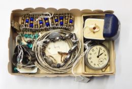 Lady's engine-turned yellow metal dress ring set red stone, two dress rings,