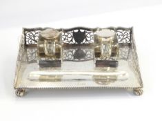 Silver inkstand by A & J Zimmerman Limited, Birmingham 1919,