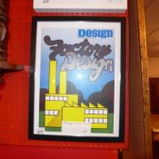 A framed and glazed art print for 'Design' magazine 43 x 33cm .