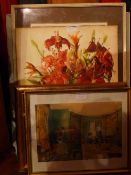 A collection of pictures including an oil on board signed E.