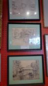 A collection of stained glass panels including three Art Deco windows,