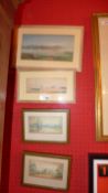 A set of four John Harmsworth watercolours, two coastal scenes and two country landscapes,