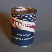 Komar and Melamid (Russian) - A 'Freedom Tin' 1981, exh The Tate Gallery, 11cm tall,