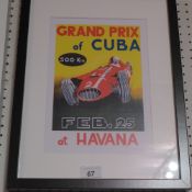 A framed art print 'Grand Prix of Cuba' 43 x 33cm.