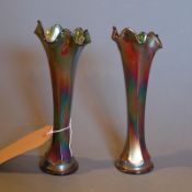 A pair of Art Deco iridescent glaze vases of flared form