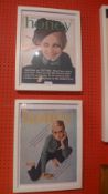 A pair of framed art prints from Honey magazine featuring Twiggy.