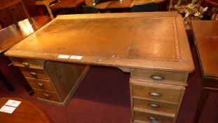 A Victorian pine pedestal desk,