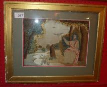 A fine quality 18th century Elijah in woolwork gilt frame.