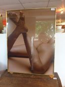 Bruno Bisang, a framed and glazed colour print, close up study of a nude female in artists pose.