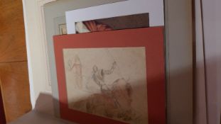 A small collection of watercolours, etchings and drawings.