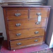 A 19th century mahogany chest fitted two short and three long drawers with brass handles on plinth