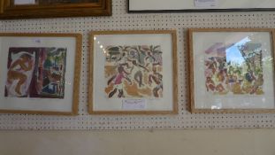 A set of three limited edition prints by John Dewe Matthews depicting South American scenes, 12/100,