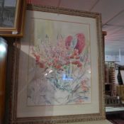 A 20th century watercolour still life study of flowers in a vase, signed Ann Bailey,
