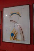 Paul Benjamin mixed media abstract study 'The Ladder' framed and glazed with Thumb Gallery label